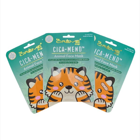 NEW The Creme Shop Set of 3 Cica-Mend - Animated Tiger Face Mask - Picture 1 of 4